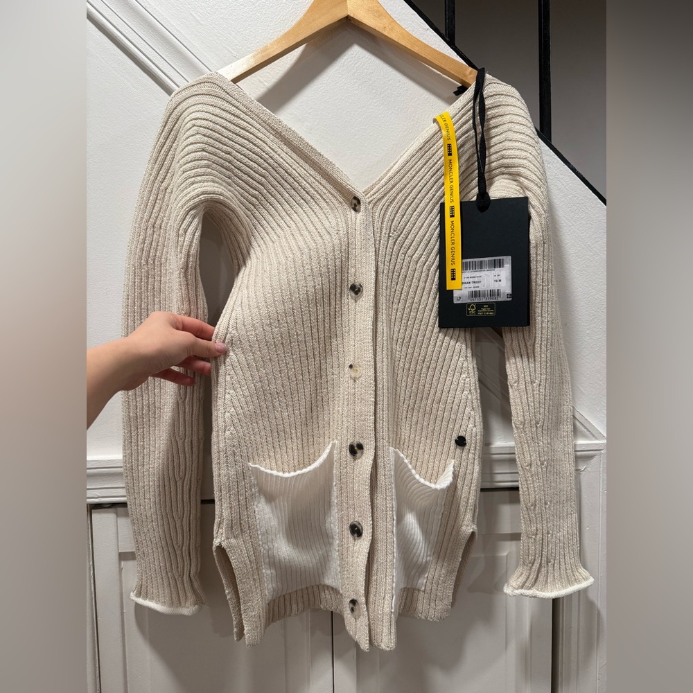 Authentic Moncler Beige Tricot Cardigan Size Medium - Brand New